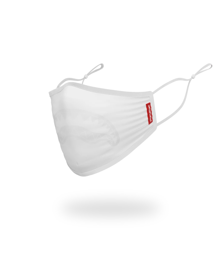 SPRAYGROUND® ADULT WHITE ON WHITE SHARK FORM-FITTING FACE MASK FACE MASKS 2 SPRAYGROUND® ADULT WHITE ON WHITE SHARK FORM-FITTING FACE MASK FACE MASKS