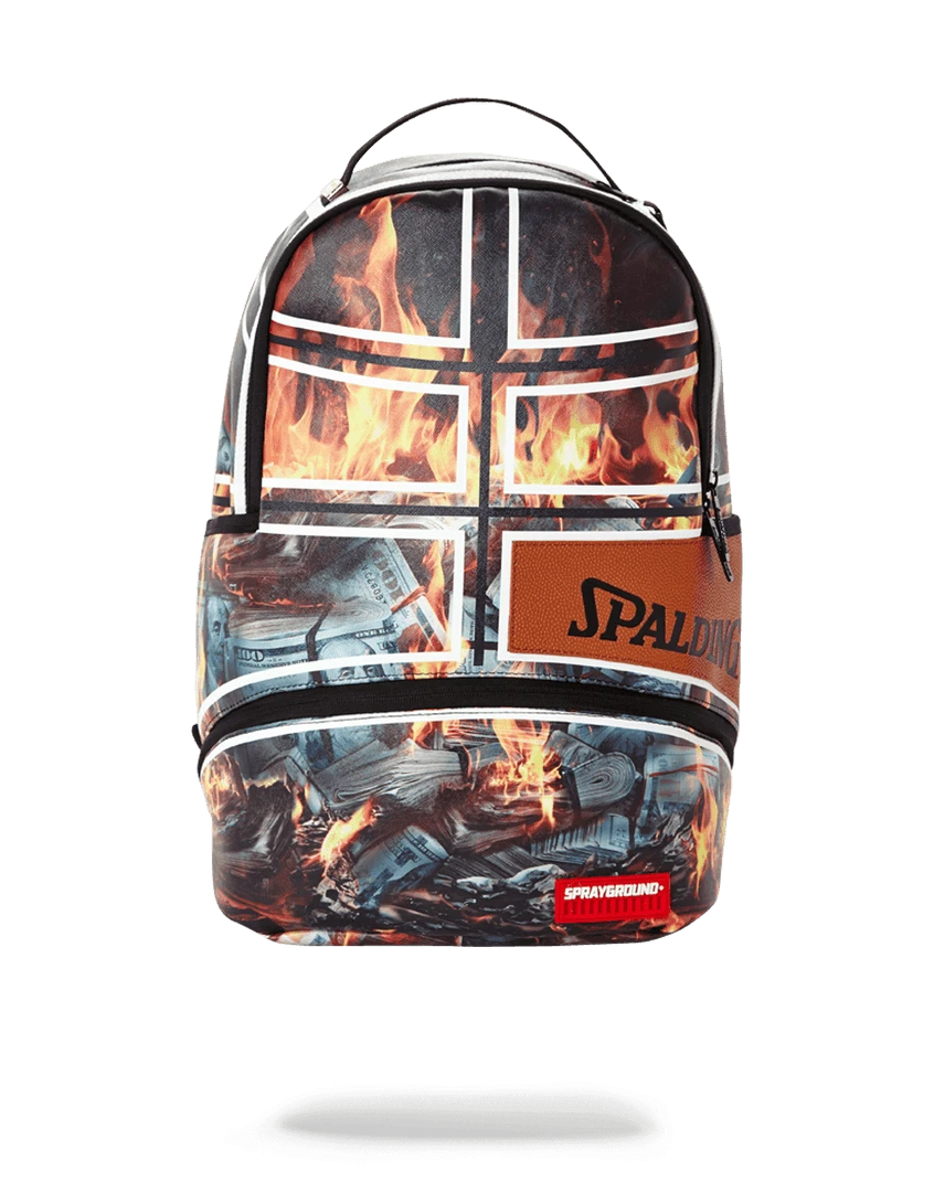 SPRAYGROUND® SPALDING X SPRAYGROUND FIRE MONEY BACKPACK 1 SPRAYGROUND® SPALDING X SPRAYGROUND FIRE MONEY BACKPACK