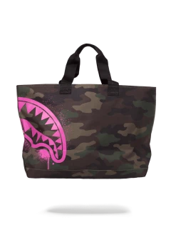 SPRAYGROUND® PINK STENCIL SHARK CAMO TOTE