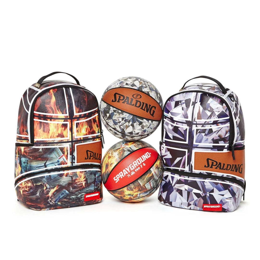 SPRAYGROUND® SPALDING X SPRAYGROUND FIRE MONEY BACKPACK 8 SPRAYGROUND® SPALDING X SPRAYGROUND FIRE MONEY BACKPACK