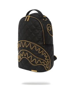 SPRAYGROUND® BAGS NOIR QUILT GOLD CHAIN SHARK BACKPACK (DLXV)