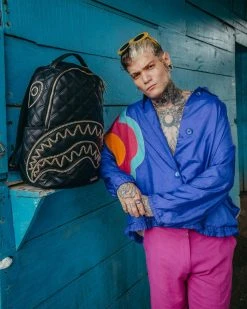 SPRAYGROUND® BAGS NOIR QUILT GOLD CHAIN SHARK BACKPACK (DLXV)