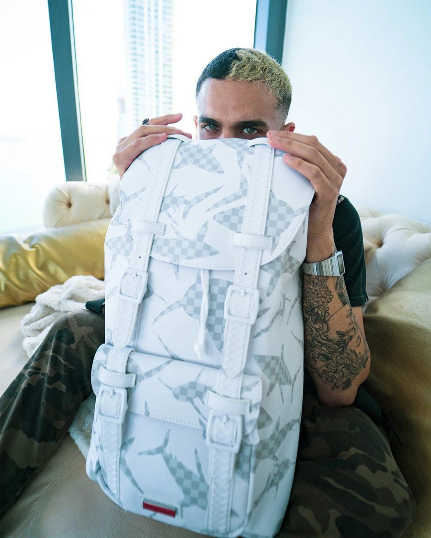 SPRAYGROUND® SHARK CHECK (WHITE) HILLS BACKPACK 4 SPRAYGROUND® SHARK CHECK (WHITE) HILLS BACKPACK