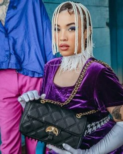 SPRAYGROUND® NOIR QUILT GOLD CHAIN SHARK HANDBAG