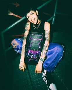 SPRAYGROUND® BACKPACKS CAZZU IRIDESCENT CUT & SEW SPIDER SKULL SHARK BACKPACK (DLXV)