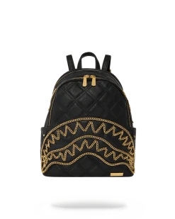 SPRAYGROUND® NOIR QUILT GOLD CHAIN SHARK SAVAGE BACKPACK BAGS