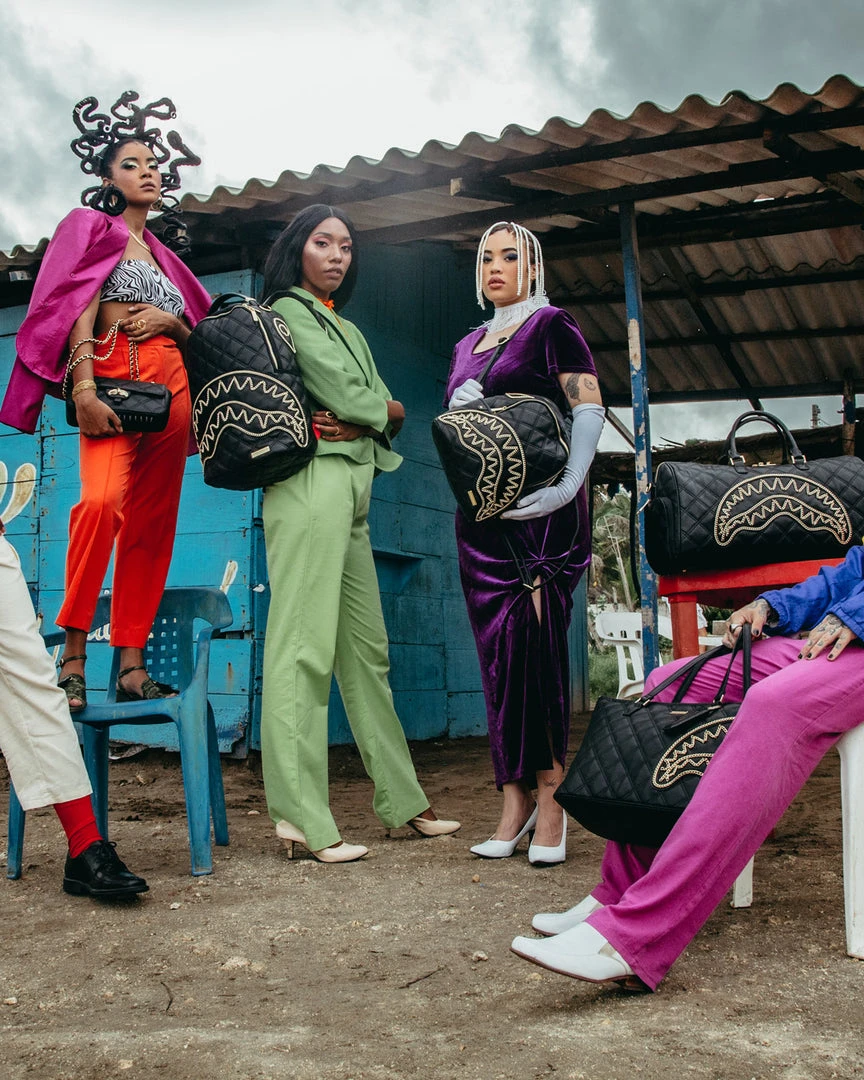 SPRAYGROUND® NOIR QUILT GOLD CHAIN SHARK SAVAGE BACKPACK BAGS SPRAYGROUND® NOIR QUILT GOLD CHAIN SHARK SAVAGE BACKPACK BAGS