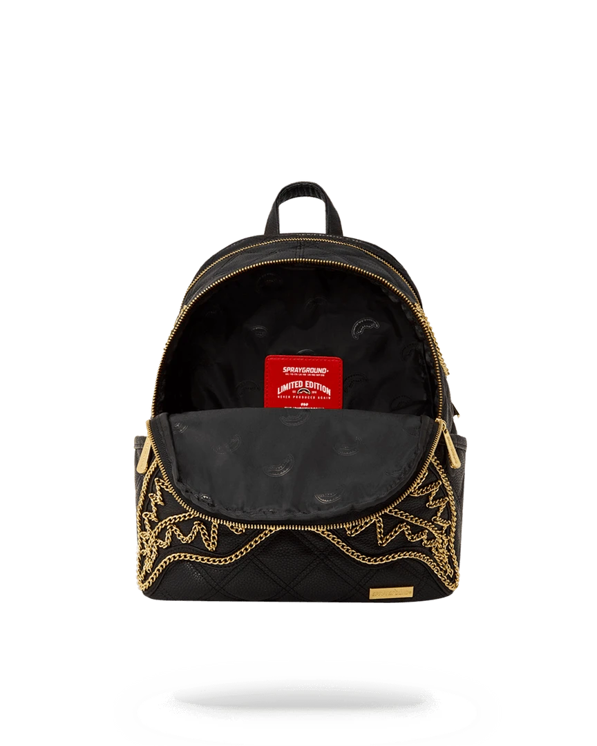 SPRAYGROUND® NOIR QUILT GOLD CHAIN SHARK SAVAGE BACKPACK BAGS SPRAYGROUND® NOIR QUILT GOLD CHAIN SHARK SAVAGE BACKPACK BAGS