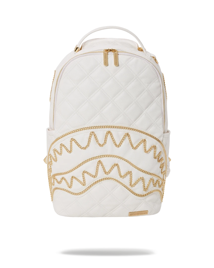 SPRAYGROUND® RIVIERA LE BLANC GOLD CHAIN SHARK BACKPACK (DLXV) BAGS 1 SPRAYGROUND® RIVIERA LE BLANC GOLD CHAIN SHARK BACKPACK (DLXV) BAGS