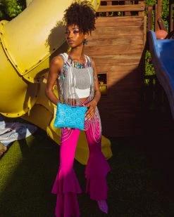 SPRAYGROUND® ILLUCHAINS TURQ CROSSOVER CLUTCH CROSSOVER CLUTCHES