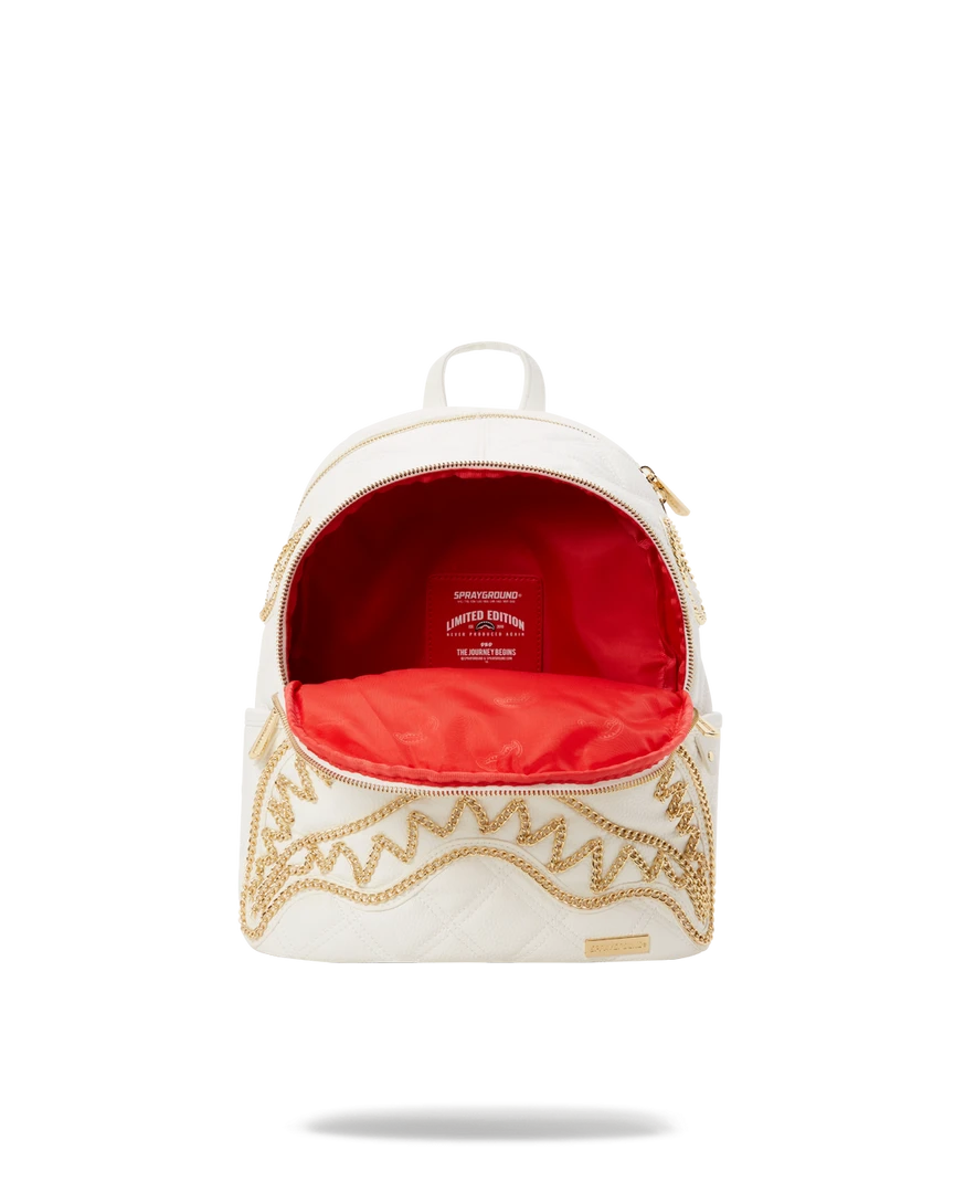 SPRAYGROUND® RIVIERA LE BLANC GOLD CHAIN SHARK SAVAGE BACKPACK BAGS SPRAYGROUND® RIVIERA LE BLANC GOLD CHAIN SHARK SAVAGE BACKPACK BAGS