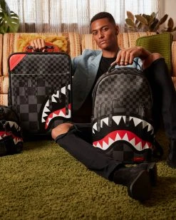 SPRAYGROUND® XTC GREY SHARKS IN PARIS CUT & SEW VEGAN LEATHER CARRY-ON LUGGAGE