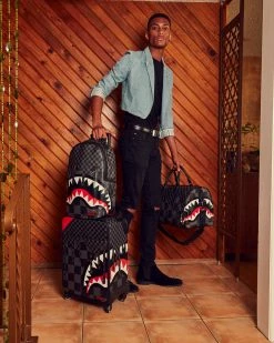 SPRAYGROUND® XTC GREY SHARKS IN PARIS CUT & SEW VEGAN LEATHER CARRY-ON LUGGAGE