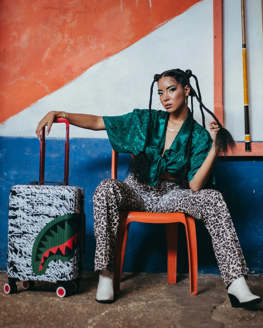 SPRAYGROUND® NIGHT NIGHT SHARKNAUTICS HARDSHELL CARRY-ON LUGGAGE SPRAYGROUND® NIGHT NIGHT SHARKNAUTICS HARDSHELL CARRY-ON LUGGAGE