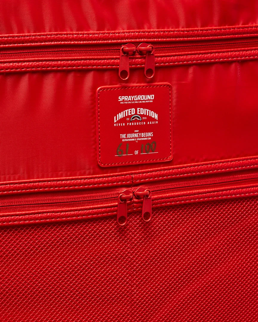 SPRAYGROUND® RED RIVIERA VEGAN LEATHER CARRY-ON LUGGAGE (ONLY 100 MADE & NUMBERED) SPRAYGROUND® RED RIVIERA VEGAN LEATHER CARRY-ON LUGGAGE (ONLY 100 MADE & NUMBERED)
