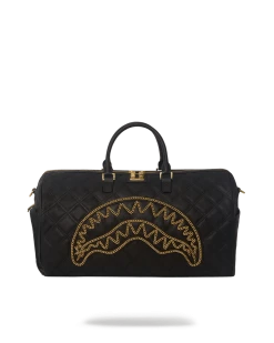 SPRAYGROUND® BAGS NOIR QUILT GOLD CHAIN SHARK DUFFLE