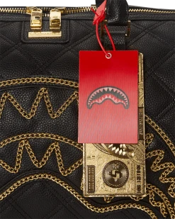SPRAYGROUND® BAGS NOIR QUILT GOLD CHAIN SHARK DUFFLE
