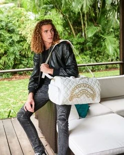 SPRAYGROUND® RIVIERA LE BLANC GOLD CHAIN SHARK DUFFLE BAGS