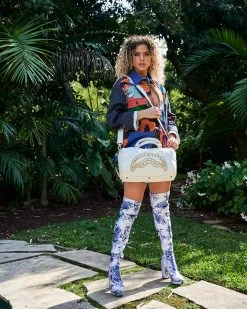 SPRAYGROUND® RIVIERA LE BLANC GOLD CHAIN SHARK MINI DUFFLE