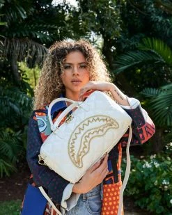 SPRAYGROUND® RIVIERA LE BLANC GOLD CHAIN SHARK MINI DUFFLE