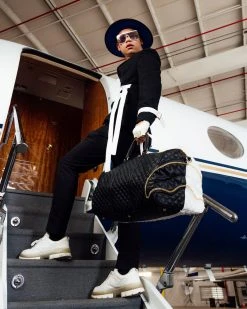 SPRAYGROUND® LEVELED UP SPLIT QUILT SHARK DUFFLE