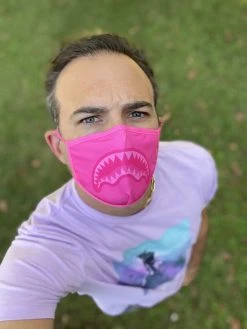 SPRAYGROUND® FACE MASKS ADULT PINK SHARK FORM-FITTING FACE MASK