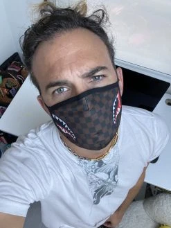 SPRAYGROUND® ADULT SHARKS IN PARIS (SIDE SHARK) FORM-FITTING FACE MASK FACE MASKS