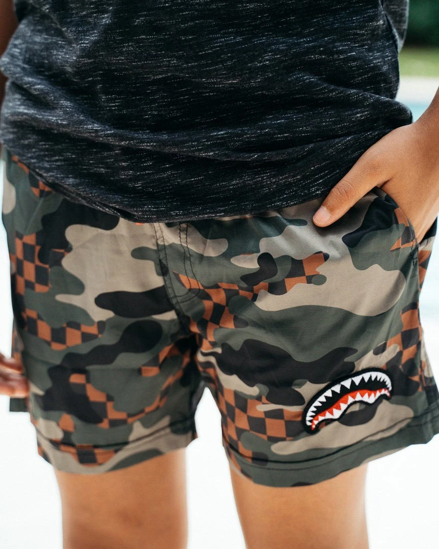 SPRAYGROUND® SWIMWEAR KIDS CAMO CHECKERED SWIM TRUNKS 2 SPRAYGROUND® SWIMWEAR KIDS CAMO CHECKERED SWIM TRUNKS