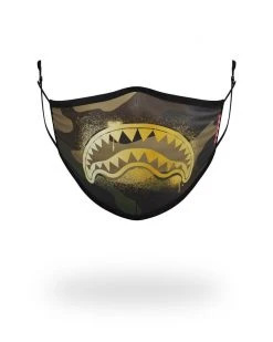 SPRAYGROUND® ADULT CAMO GOLD SHARK FORM FITTING FACE MASK FACE MASKS