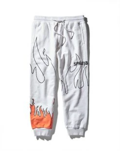 SPRAYGROUND® FIRE BAGGY SWEATPANT (WHITE) APPAREL+GEAR