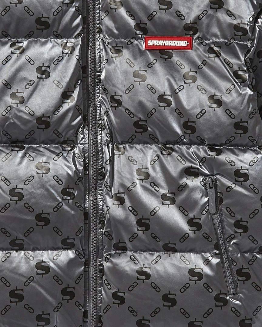 SPRAYGROUND® MONEYGRAM PUFFER JACKET (PLATINUM) APPAREL+GEAR SPRAYGROUND® MONEYGRAM PUFFER JACKET (PLATINUM) APPAREL+GEAR