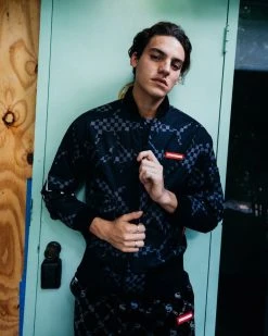 SPRAYGROUND® APPAREL+GEAR SHARK CAMO ZIP FRONT BOMBER JACKET