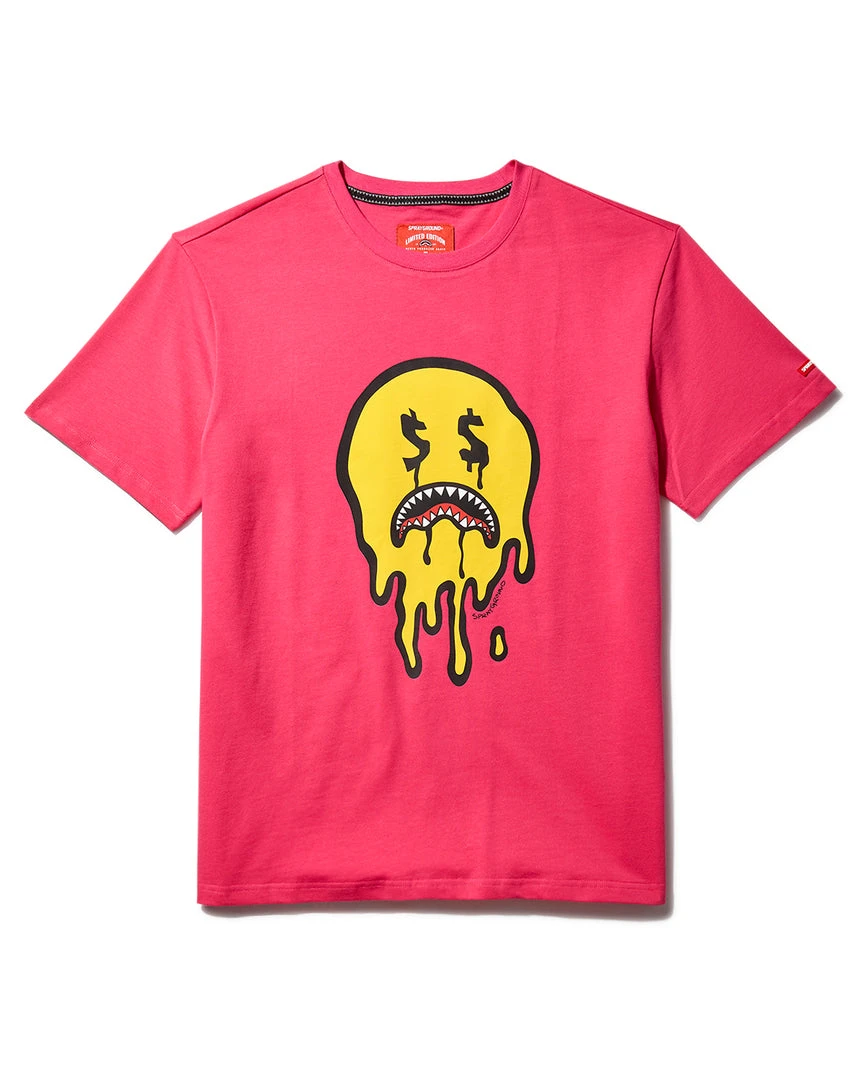SPRAYGROUND® APPAREL+GEAR DRIP SHARK SMILEY T-SHIRT (PINK) 1 SPRAYGROUND® APPAREL+GEAR DRIP SHARK SMILEY T-SHIRT (PINK)