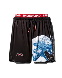 SPRAYGROUND® DRAGON WAVE CORTO SWIM TRUNKS (BLACK) SWIMWEAR