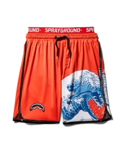 SPRAYGROUND® JAPAN WAVE CORTO SWIM TRUNKS (RED) SWIMWEAR