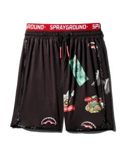 SPRAYGROUND® PATCH ALL-IN CORTO SWIM TRUNKS (BLACK)