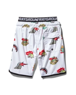 SPRAYGROUND® KIDS PATCH ALL-IN SWIM TRUNKS (WHITE)