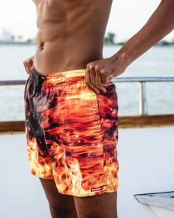 SPRAYGROUND® SWIMWEAR CAMO FIRE SHOTO SWIM TRUNKS