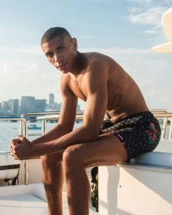 SPRAYGROUND® MIDNIGHT MONEYGRAM SHOTO SWIM TRUNKS SWIMWEAR