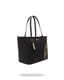 SPRAYGROUND® BAGS NOIR QUILT GOLD CHAIN SHARK TOTE 2 SPRAYGROUND® BAGS NOIR QUILT GOLD CHAIN SHARK TOTE