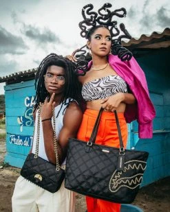 SPRAYGROUND® BAGS NOIR QUILT GOLD CHAIN SHARK TOTE 7 SPRAYGROUND® BAGS NOIR QUILT GOLD CHAIN SHARK TOTE