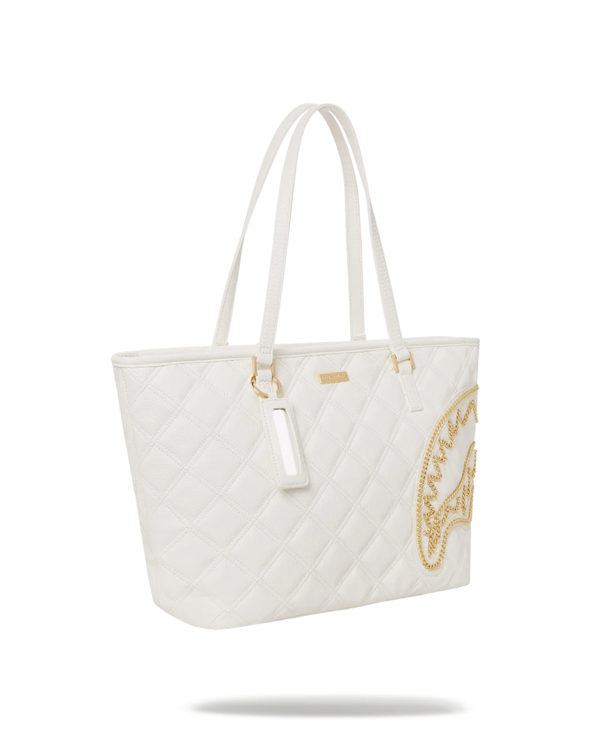 SPRAYGROUND® RIVIERA LE BLANC GOLD CHAIN SHARK TOTE 3 SPRAYGROUND® RIVIERA LE BLANC GOLD CHAIN SHARK TOTE