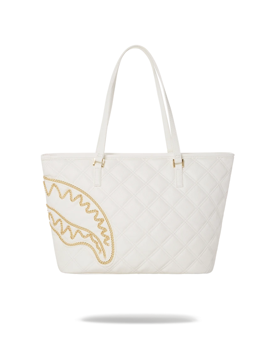 SPRAYGROUND® RIVIERA LE BLANC GOLD CHAIN SHARK TOTE 4 SPRAYGROUND® RIVIERA LE BLANC GOLD CHAIN SHARK TOTE