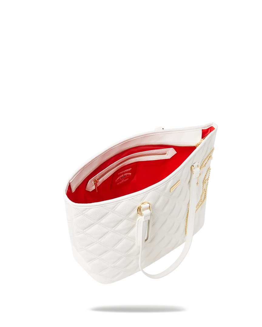 SPRAYGROUND® RIVIERA LE BLANC GOLD CHAIN SHARK TOTE 6 SPRAYGROUND® RIVIERA LE BLANC GOLD CHAIN SHARK TOTE