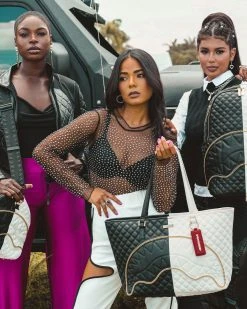 SPRAYGROUND® LEVELED UP SPLIT QUILT SHARK TOTE