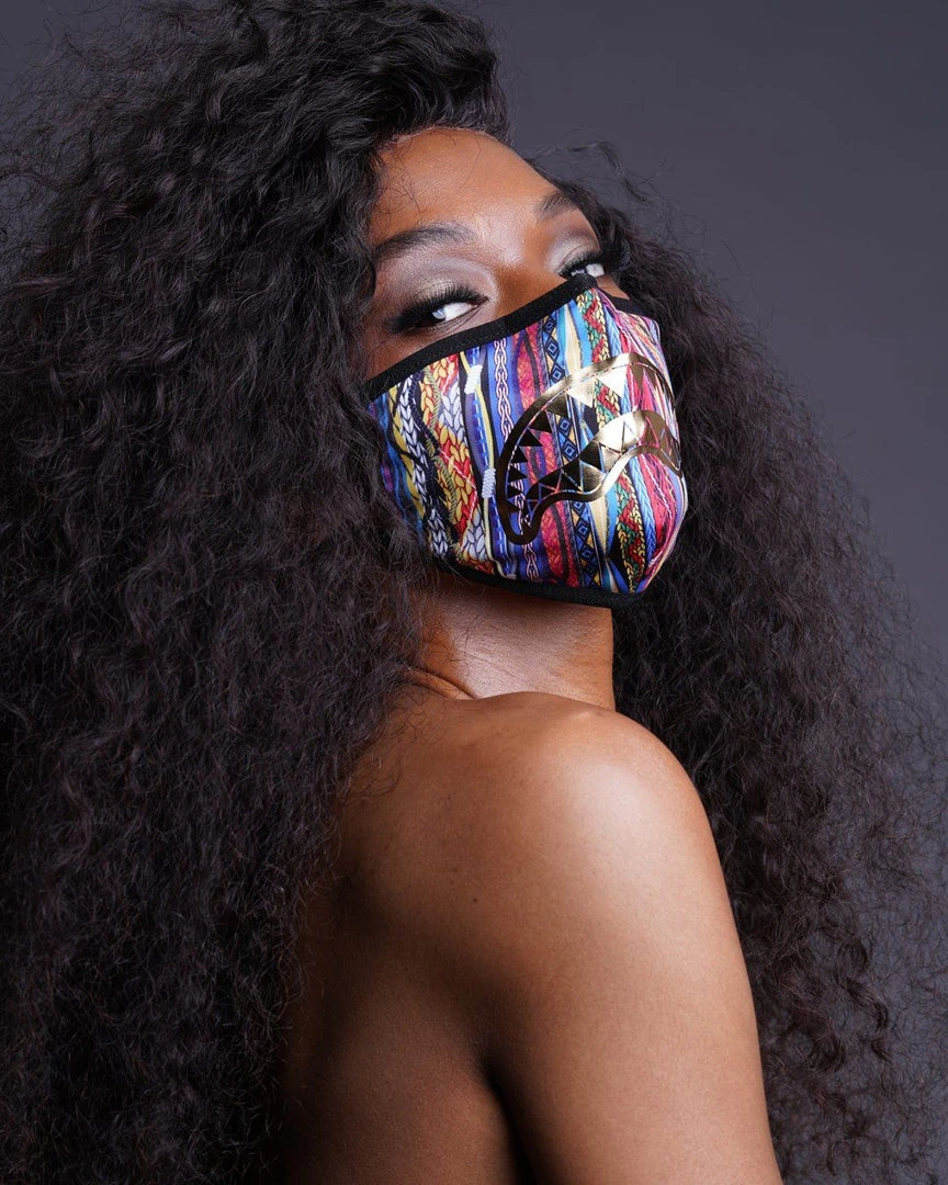 SPRAYGROUND® FACE MASKS 1994 GOLD METALLIC SHARK POLYESTER FACE MASK 10 SPRAYGROUND® FACE MASKS 1994 GOLD METALLIC SHARK POLYESTER FACE MASK