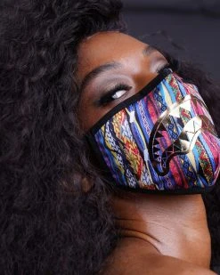 SPRAYGROUND® FACE MASKS 1994 GOLD METALLIC SHARK POLYESTER FACE MASK