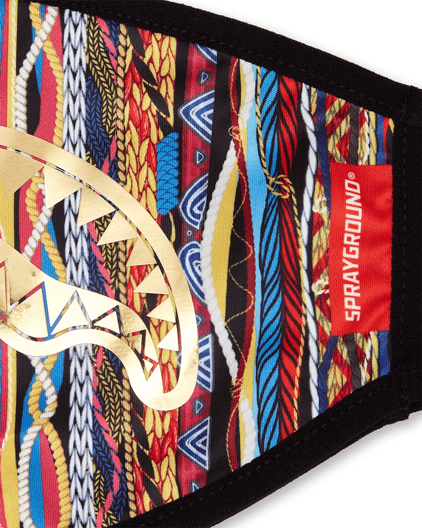 SPRAYGROUND® FACE MASKS 1994 GOLD METALLIC SHARK POLYESTER FACE MASK 4 SPRAYGROUND® FACE MASKS 1994 GOLD METALLIC SHARK POLYESTER FACE MASK