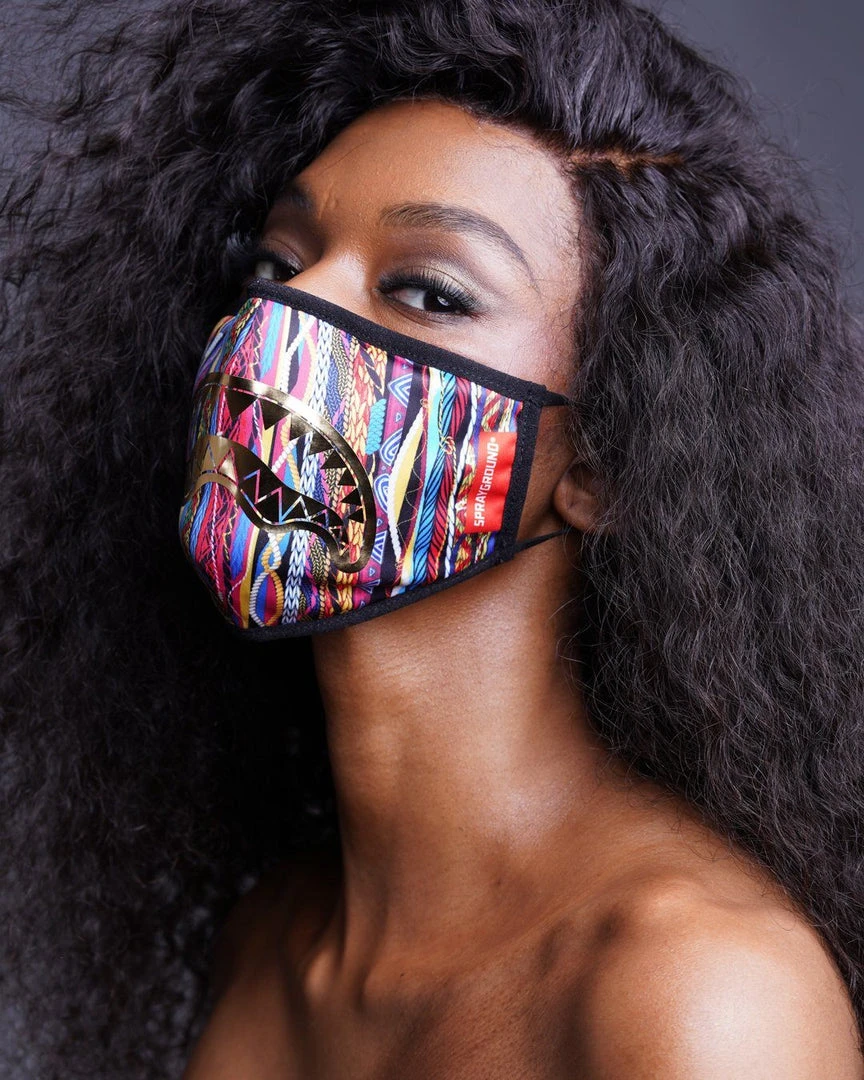 SPRAYGROUND® FACE MASKS 1994 GOLD METALLIC SHARK POLYESTER FACE MASK 5 SPRAYGROUND® FACE MASKS 1994 GOLD METALLIC SHARK POLYESTER FACE MASK