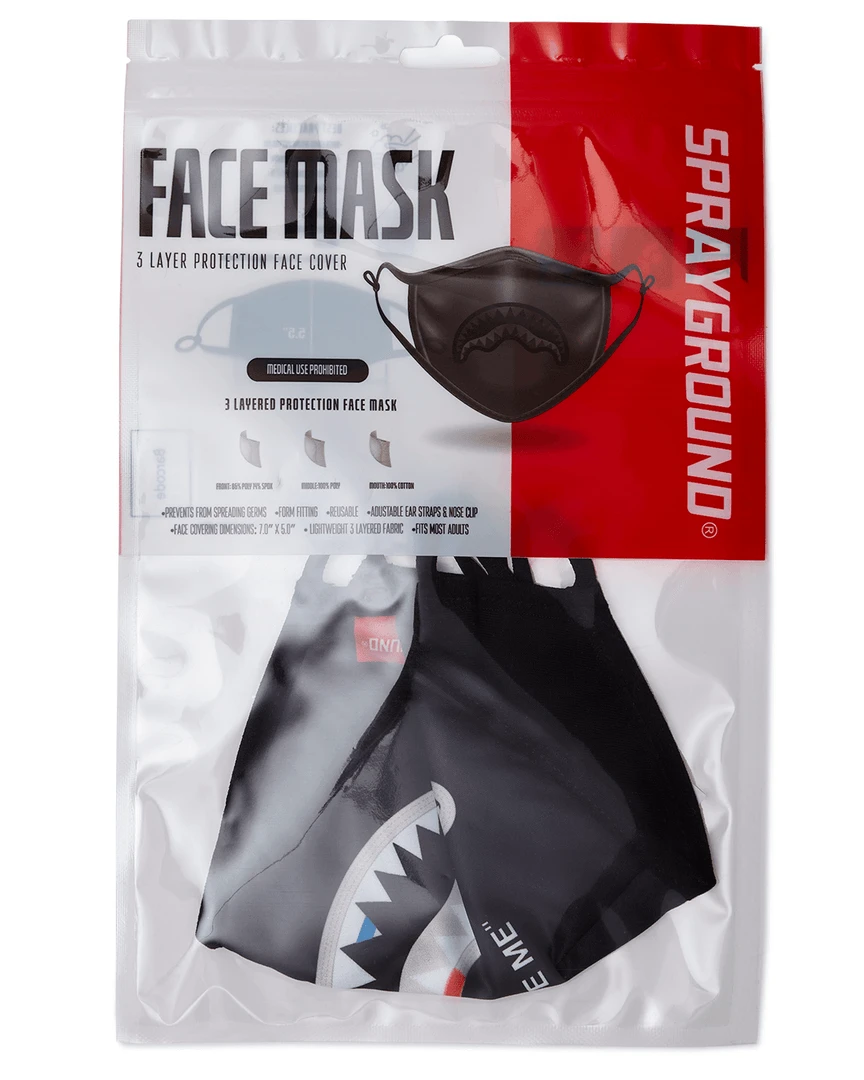 SPRAYGROUND® BITE ME SHARK (BLK) POLYESTER FACE MASK FACE MASKS SPRAYGROUND® BITE ME SHARK (BLK) POLYESTER FACE MASK FACE MASKS